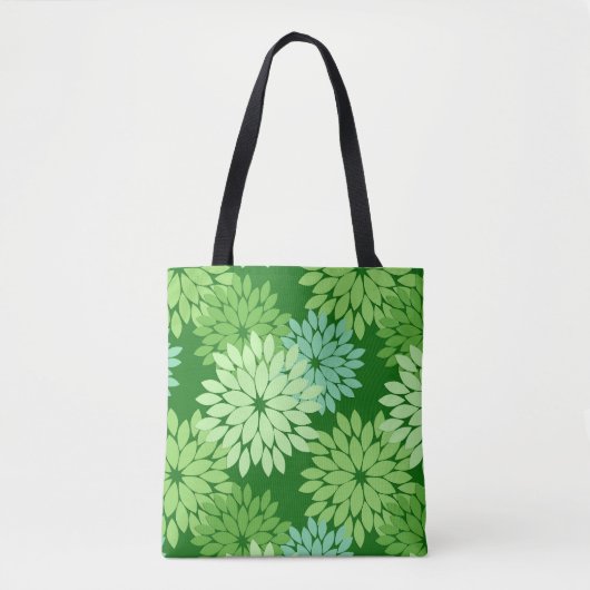Tote Bag Kimono floral moderne Impression, Vert citron (Devant)