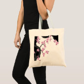 Tote Bag Kimono japonais Sakura noir et blanc (Devant (produit))