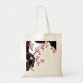 Tote Bag Kimono japonais Sakura noir et blanc (Devant)