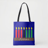 Tote Bag Kinara pour Kwanzaa : bleu foncé (Devant)