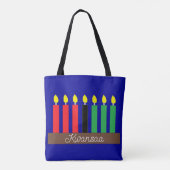 Tote Bag Kinara pour Kwanzaa : bleu foncé (Dos)
