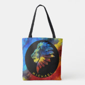 Tote Bag King of the jungle watercolor name monogram (Dos)