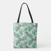 Tote Bag Kingfisher. Oiseaux et feuilles (Dos)
