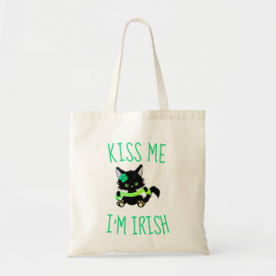 Tote Bag Kiss Me Je suis un Amoureux des chats irlandais