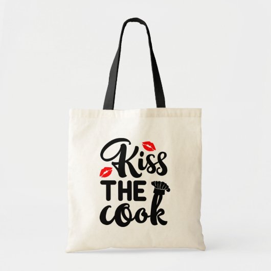 Tote Bag Kiss the Cook, Baker, Cuisine, Chef, Kitchen, (Devant)