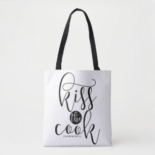 Tote Bag Kiss The Cook Modern Script Personnalisé