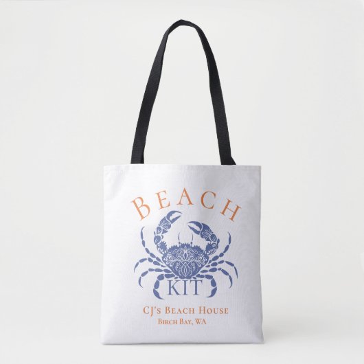 Tote Bag Kit de plage pour invités Crabe Bleu (Devant)