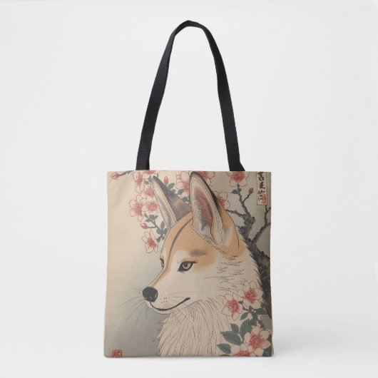 Tote Bag Kitsune & cherry blossom (Devant)