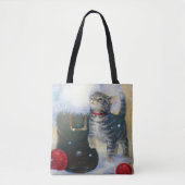 Tote Bag Kitten à Père Noël Boot (Devant)