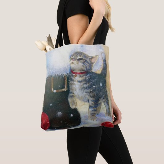 Tote Bag Kitten à Père Noël Boot (De près)