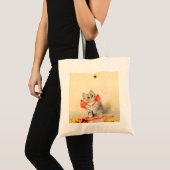 Tote Bag Kitten avec ruban rouge (Devant (produit))