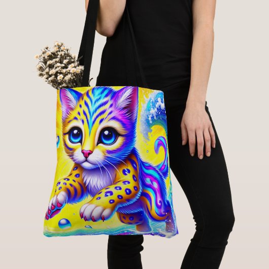 Tote Bag Kitten coloré (De près)