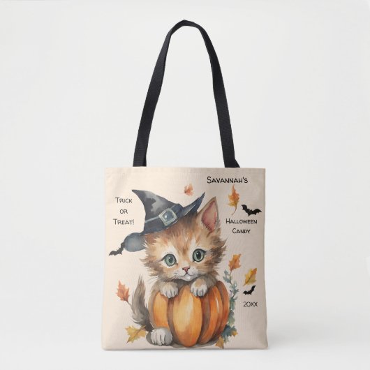Tote Bag Kitten Halloween Candy (Devant)