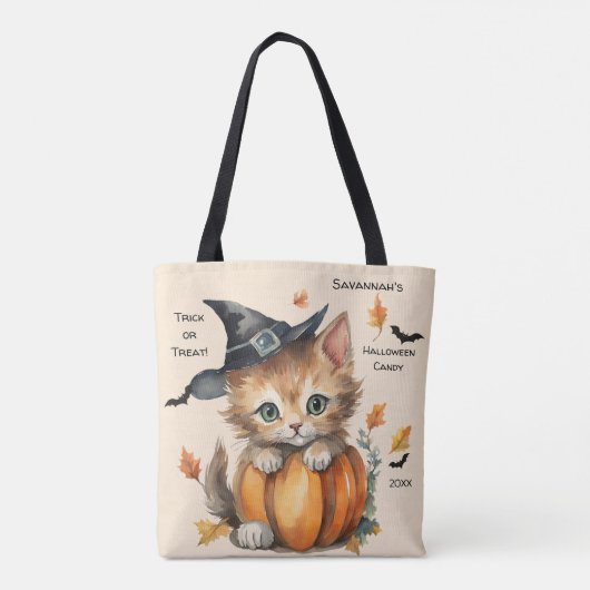 Tote Bag Kitten Halloween Candy (Dos)