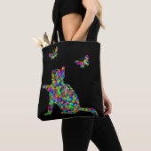 Tote Bag Kitten Prismatic Jouer avec des papillons (De près)