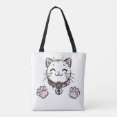 Tote Bag Kitty Chat Kitten Rose violet or fête d'anniversai (Dos)