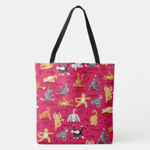 Tote Bag Kitty Chat Yoga Pots Rouge Jaune