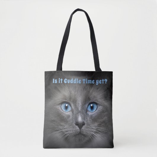 Tote Bag Kitty Cuddle Time — Grey Cat (Devant)