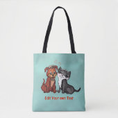 Tote Bag Kitty et Puppy, Modifier votre texte (Devant)
