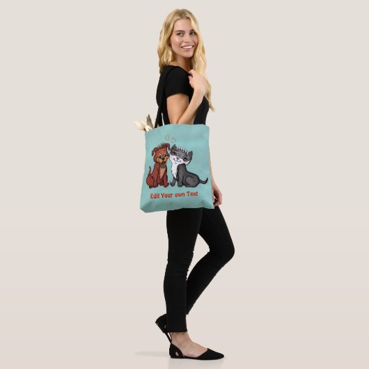 Tote Bag Kitty et Puppy, Modifier votre texte (Sur le modèle)