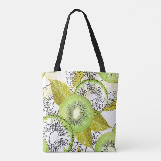 Tote Bag Kiwi, fruité, vert et blanc, frais, juteux, blanc (Dos)