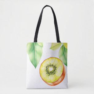 Tote Bag Kiwi juteux en aquarelle sur Arrière - plan blanc
