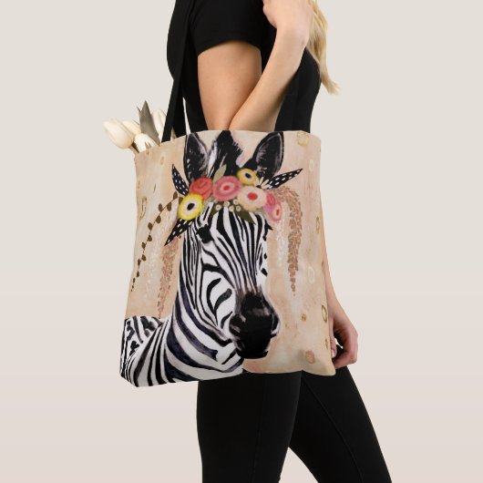 Tote Bag Klimt Zebra | Couronne De Fleurs (De près)