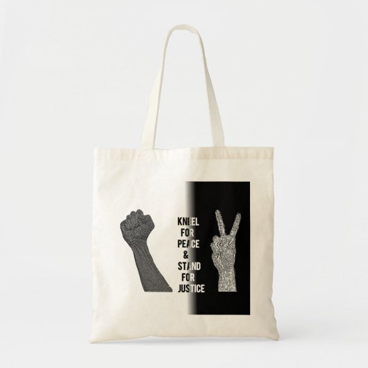 Tote Bag Kneel for Peace and Stand for Justice (Devant)
