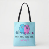 Tote Bag Knit one Purl one. Fun mouton moelleux personnalis (Devant)