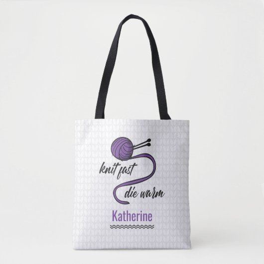 Tote Bag Knit Violet Rapide, Mourir Chaud (Devant)