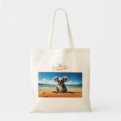 Tote Bag Koala sur une plage de sable Joyeux Noël (Devant)