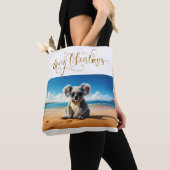 Tote Bag Koala sur une plage de sable Joyeux Noël (De près)