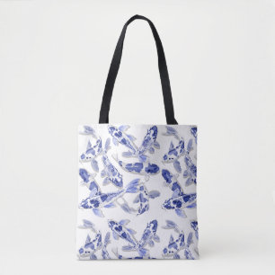 Tote Bag Koi bleu et blanc