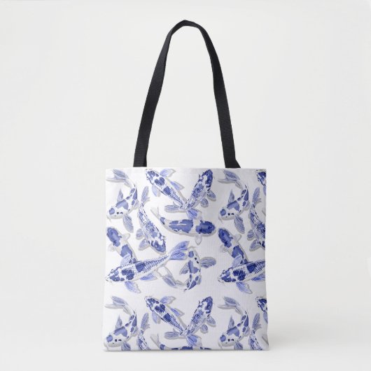 Tote Bag Koi bleu et blanc (Devant)