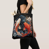Tote Bag Koi Poisson Rouge Blanc Yang Yang Japonais Flux d' (De près)