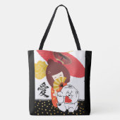Tote Bag KOKESHI LOVE  Chow dog heart  (Dos)