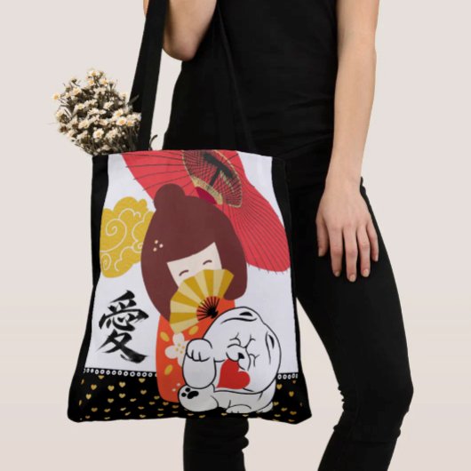 Tote Bag KOKESHI LOVE  Chow dog heart 