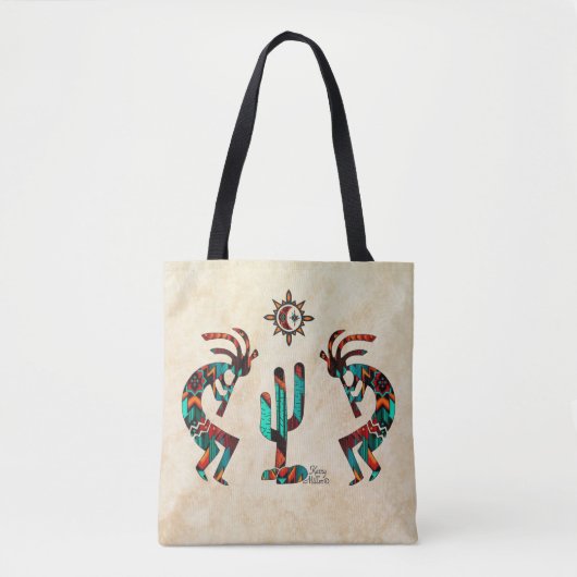 Tote Bag Kokopelli Et Cactus (Devant)