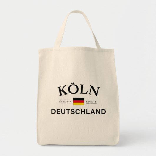 Tote Bag Koln (Cologne) Deutschland coordonne allemand (Devant)