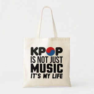 Tote Bag Kpop is My Life Music Slogan Graphics