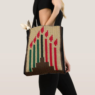 Tote Bag Kwanzaa Bougies Rouge Noir Vert Artiste Crochet