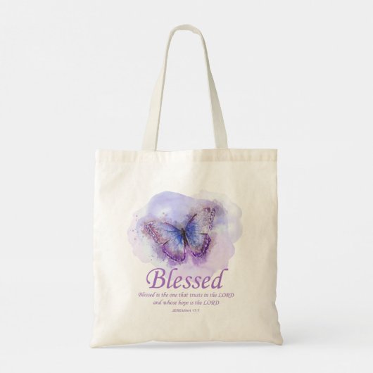 Tote Bag La Bible chrétienne des femmes Verse Papillon : bé (Dos)