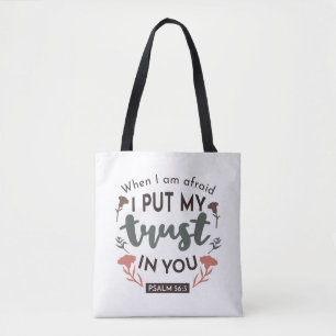 Tote Bag La Bible Florale Verse Art 'Je mets ma confiance e