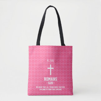 Tote Bag La Bible Motif ethnique rose Chapitre Verse Christ