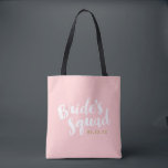 Tote Bag La brigade de la mariée blush Personnalisée Parti<br><div class="desc">Sacs fourre-tout de fête de mariée personnalisés avec le graphique "Bride's Squad" dans un script de brosse élégant. Personnalisez-le avec votre date de mariage, hashtag mariage, noms ou autre texte personnalisé. Impression marocaine chic à l'envers. Un cadeau parfait pour la mariée, les demoiselles d'honneur et la fête de mariage !...</div>