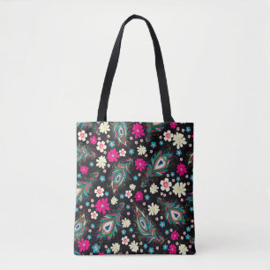 Tote Bag La broderie paon plumes motif sans soudure. Classe