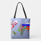 Tote Bag La carte du monde avec leurs drapeaux (Dos)