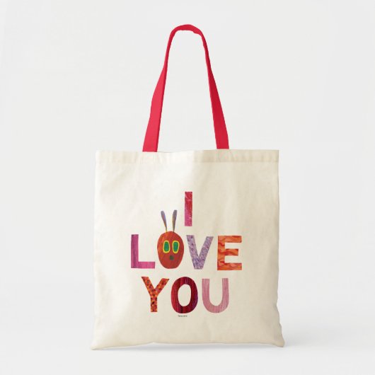 Tote Bag La Caterpillar Très Affamée | Je t'aime (Devant)