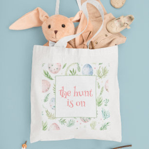 Tote Bag La Chasse Est En Cours Oeufs de Pâques et verdur
