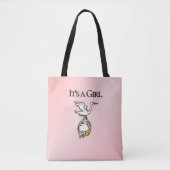 Tote Bag La cigogne porte une petite fille (Devant)